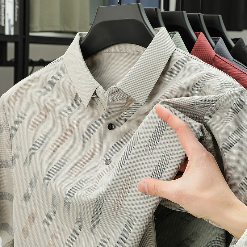 Летняя новая рубашка поло для мужчин с короткими рукавами прилив с принтом топ среднего возраста повседневная футболка с отворотом для мужчин