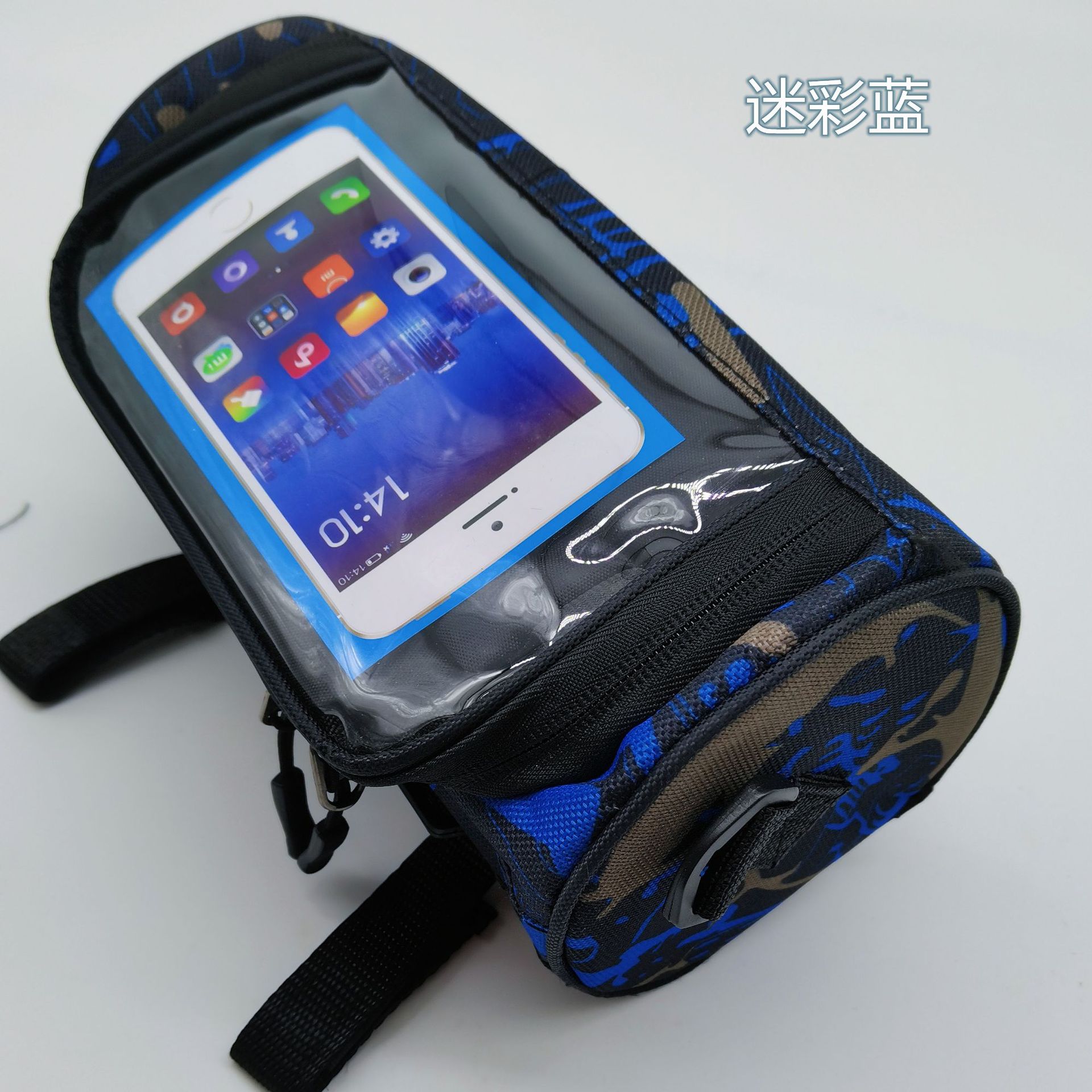 Bicicleta de montaña bolsa de manillar de la bicicleta bolsa de cabeza de dragón bolsa en forma de tubo pantalla táctil bolsa de teléfono móvil equipo de equitación de gran capacidad bolsa de haz frontal