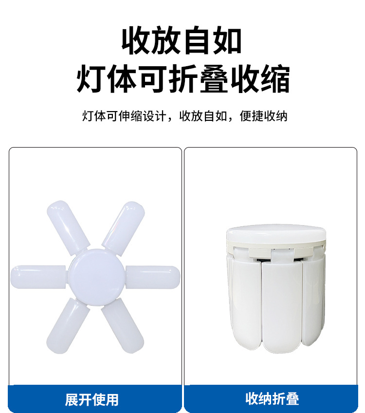 led直叶折叠E27螺口室内家用新颖便捷单灯泡现货批发超亮畅销时尚