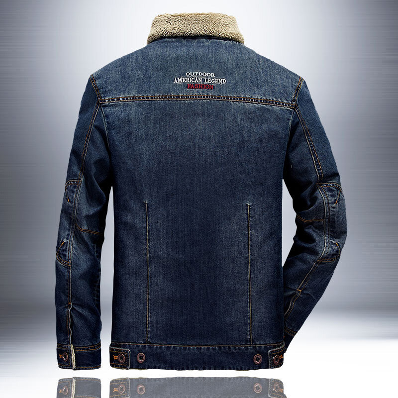 New autumn and winter products for men: velvet thickened plus size youth cotton denim jacket, men's jacket_voghion.com
