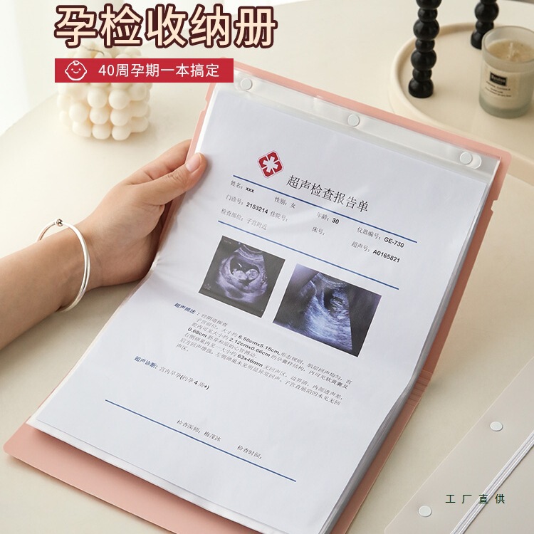 Pregnancy Check-Up Storage Book, Pregnant Mother's Prenatal Check-Up Report Record Book, Pregnant Woman's B-Ultrasound Check-Up Information, Medical Record File Bag during Pregnancy
