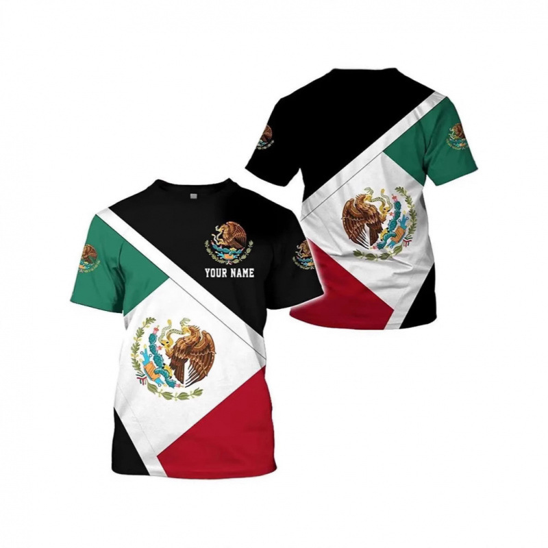 Comercio exterior transfronterizo AliExpress TK venta caliente impresión digital 3D camiseta de hombre manga corta casual serie mexicana blusa
