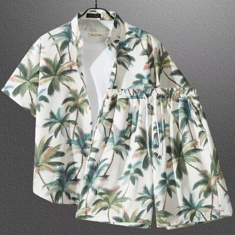 Short-sleeved Flower Shirt Hainan Island Clothing Beach Clothing Sanya Summer Weifeng Thailand Travel Men's Summer Thin Suit