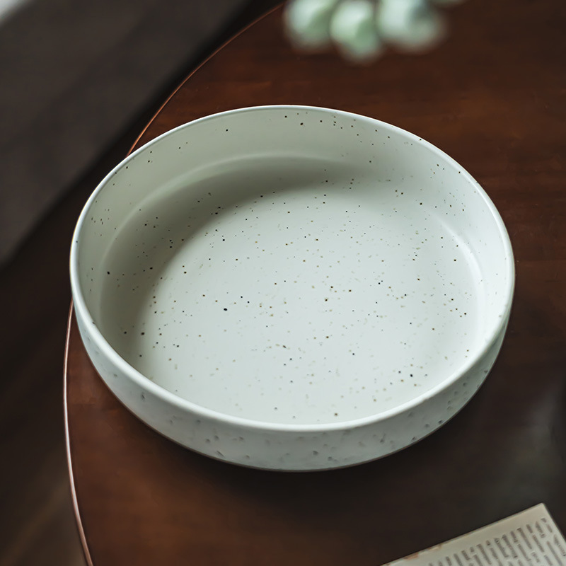 Retro viento tinta de sésamo puntos cerámicos platos profundos platos de platos caseros prácticos platos de ensalada de frutas platos de pasta