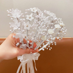 Children's Hair Band Korean Style Flower Ring Head Flower Girl Hair Clip Headband Extremely Fairy Ribbon Princess Pearl 3D Flower Accessory