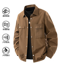 2025春秋长袖衬衫情侣宽松休闲百搭潮牌纯色高街新款潮流工装外套