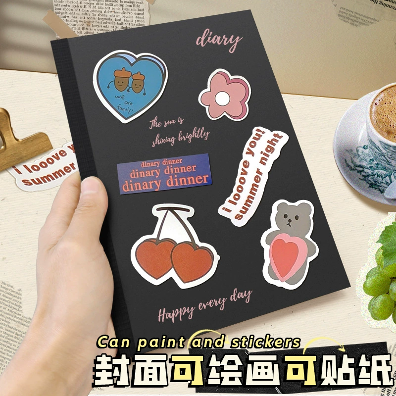 Черная карта на задней части сумки тетрадь для студентов A5 с толстым большим номерами страниц B5 пустая горизонтальная линия простая ретро