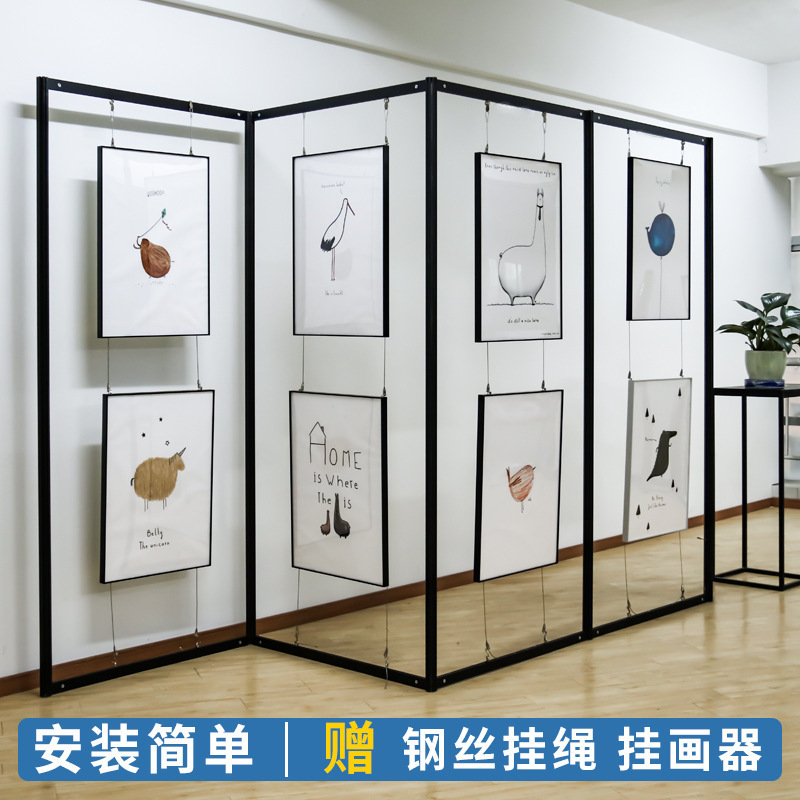 画展展示架书画隔断屏风校园美术摄影海报展览户外折叠八棱柱展板