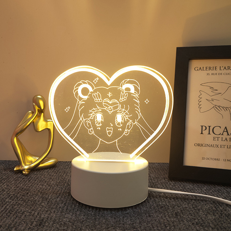 新奇特3d小夜灯卸売り来図創意プレゼントのベッドの上の電気スタンドの越境雰囲気はアクリル製のlogoを決めます。|undefined