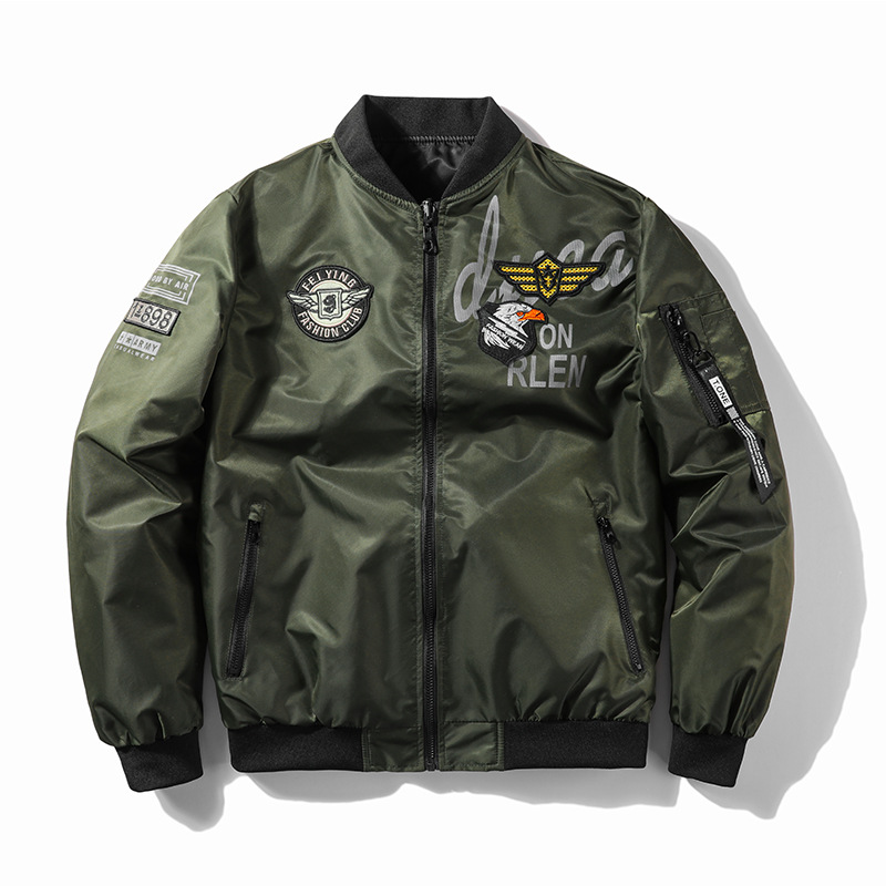 Chaqueta transfronteriza de piloto de estilo americano masculino chaqueta de marca de moda de primavera y otoño masculina doble cara vestir ropa de béisbol para aumentar el peso de la ropa masculina