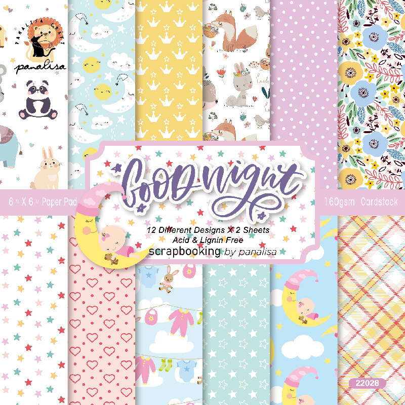 ♔ DIYフォトアルバムスクラップブック紙ハンドブック素材紙12枚半分背景紙6inchパターン紙|undefined