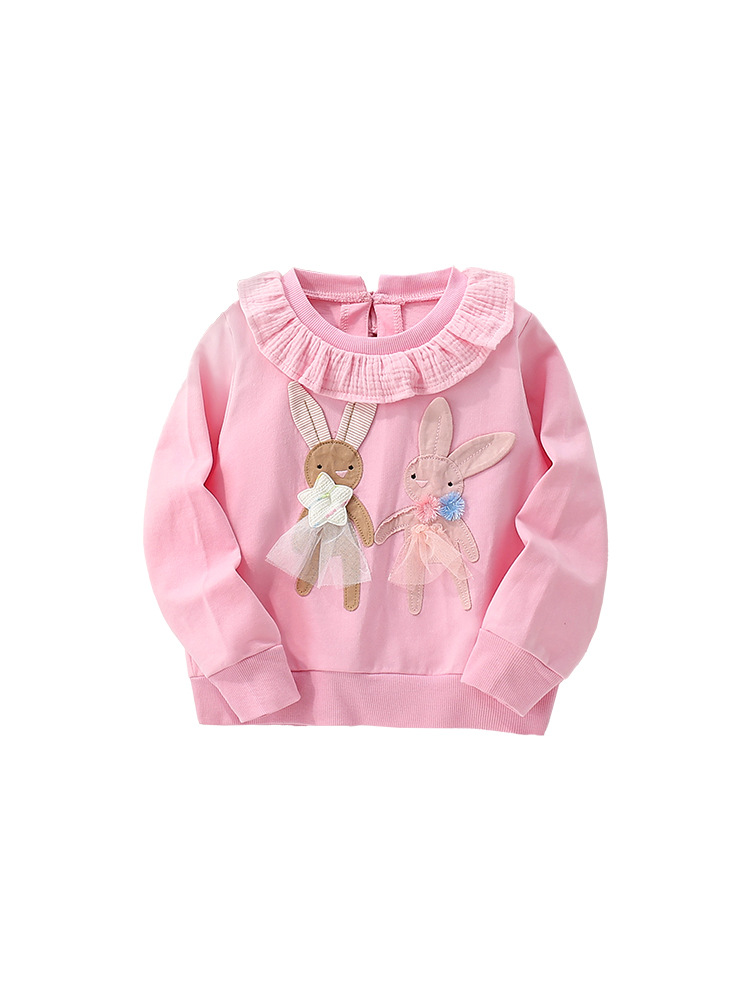 Cross-border malwee niñas chaqueta de otoño nuevo estilo europeo y americano para niños de cuello redondo camiseta de manga larga ropa infantil