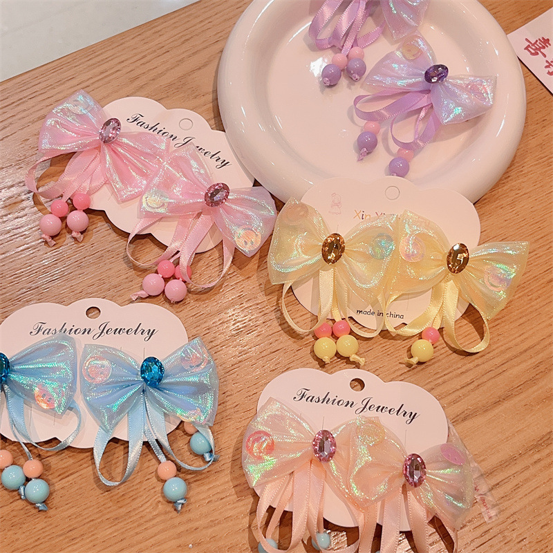 Hanfu tocado de los niños arco horquilla niña linda princesa estilo flor Rosa tela accesorios para el cabello