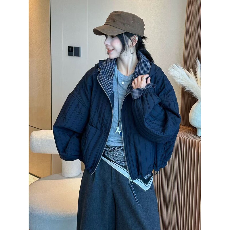 韩系高级感连帽轻薄棉衣棉服女冬季2025新款宽松保暖短款夹棉外套|undefined