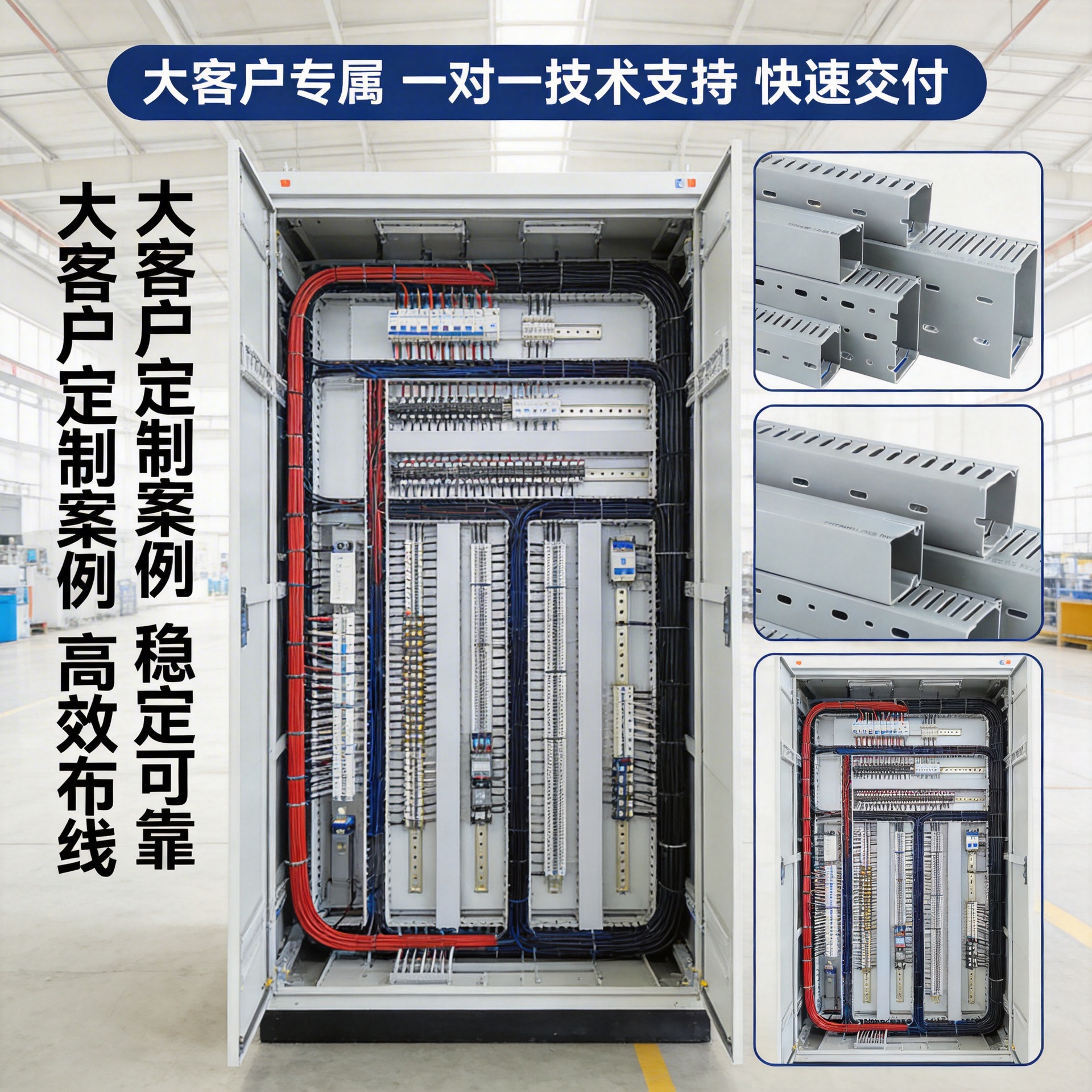 定制pvc线槽50*40灰色方形阻燃工业闭口线槽配电箱电柜封口走线槽