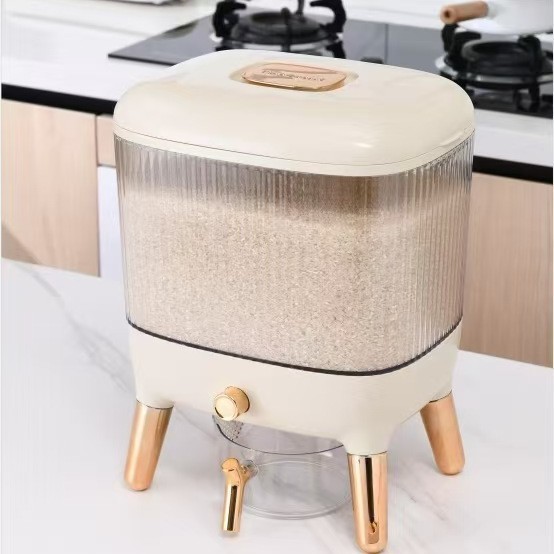 Contenedor de arroz hermético con dosificador, sellado a prueba de humedad e insectos, almacenamiento doméstico