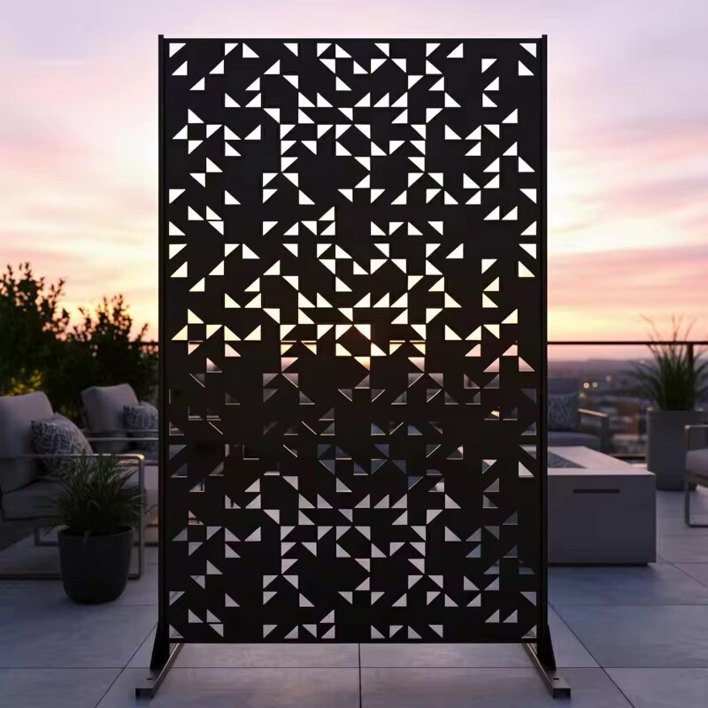 Outdoor Fence Laser-Engraved Metal Screen Privacy Screen Outdoor Garden Decorative Metal Panel Screen