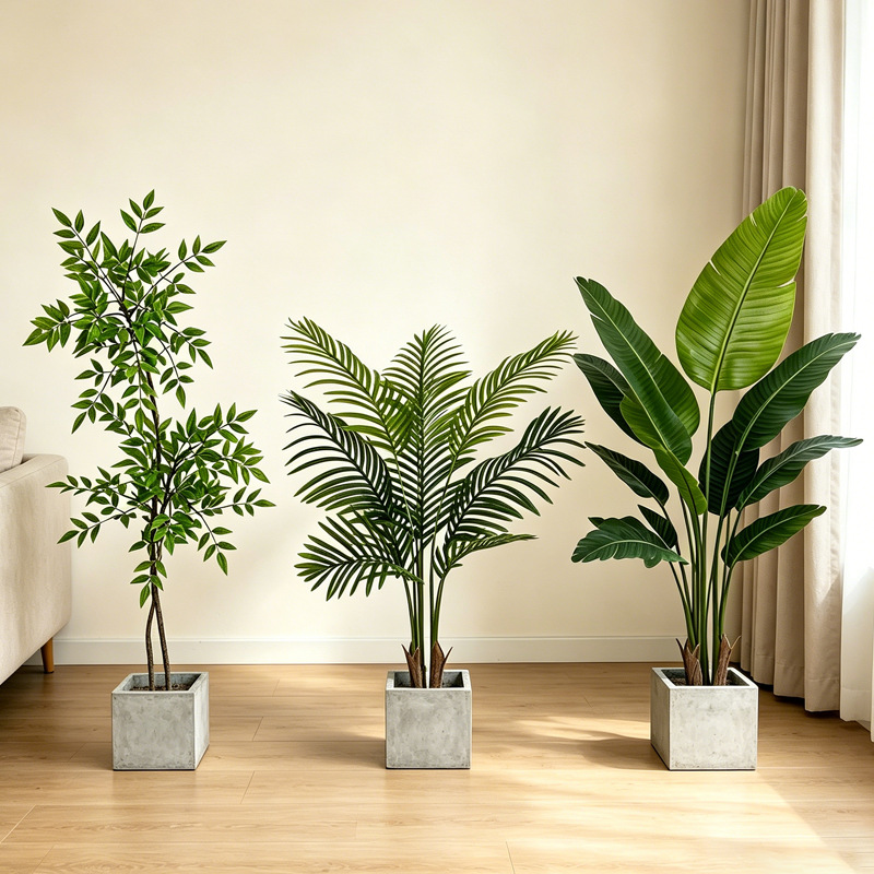 Planta Artificial en Maceta 1.2 m de Plástico y Tela para Decoración de Interiores