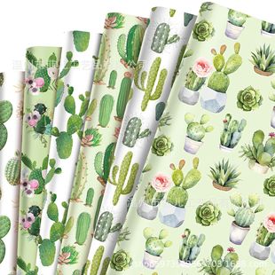 Wz128 Cactus Gift Decorative Paper Holiday Green Party Gift Gift Box Paper Desert Plant Outer Wrapping Paper