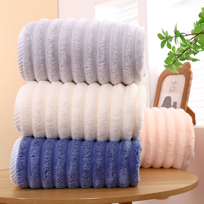 New Coral Velvet Corduroy Bath Towel Enlarged 90*190 Women's Household Absorbent Couple Bathing Large Towel Ready for Delivery