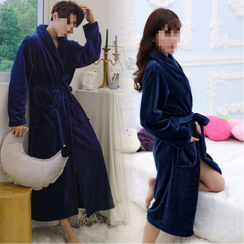 厚手のロングタイプのフランネルのカップルの寝衣の女性のサンゴのベルベットの家の服の冬のパジャマの浴衣の男性の秋|undefined