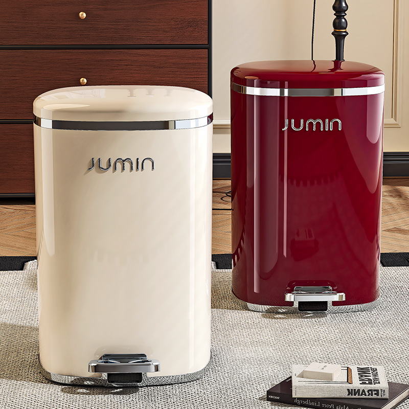 Light Luxury Trash Can Foot Pedal Household Push-Type Plastic Bedroom Living Room Bathroom with Lid Garbage Storage Double Bucket Paper Basket