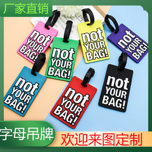 2024 new English letter pvc soft rubber luggage tag luggage case boarding tag luggage jewelry tag