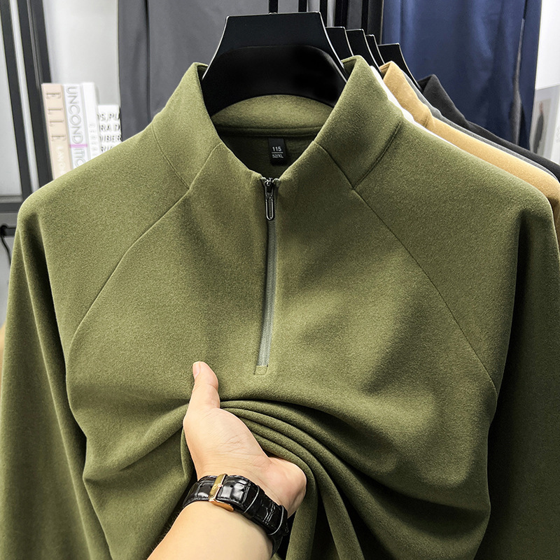 High-quality double-sided thermal fleece self-heating long-sleeve t-shirt, half-zip warm sports shirt, outdoor fleece sweatshirt for men High-quality double-sided thermal fleece self-heating long-sleeve t-shirt, half-zip warm sports shirt, outdoor fleece sweatshirt for men