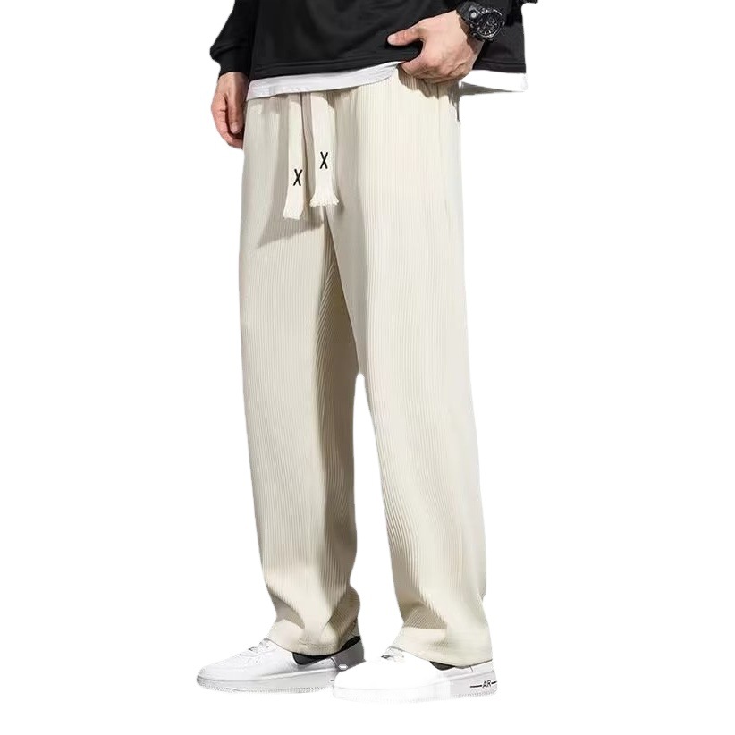 Pantalones de seda de hielo de primavera y verano Pantalones deportivos de drapeado rectos y delgados de los hombres pantalones casuales de secado rápido para niños de verano