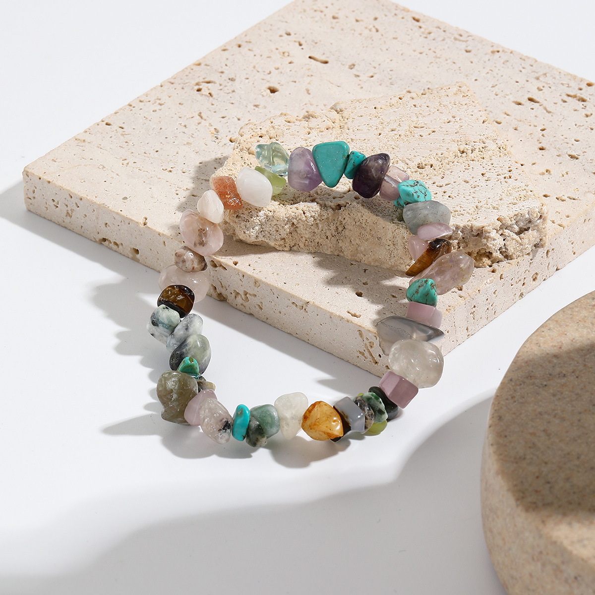 jewelry Bohemian colored gravel bracelet jewelry natural stone bracelet_voghion.com