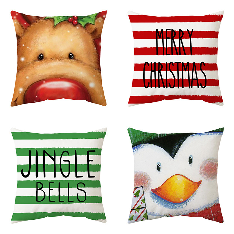 Fashion Style Fashion Christmas Tree Santa Claus Elk Polyester Pillow Cases