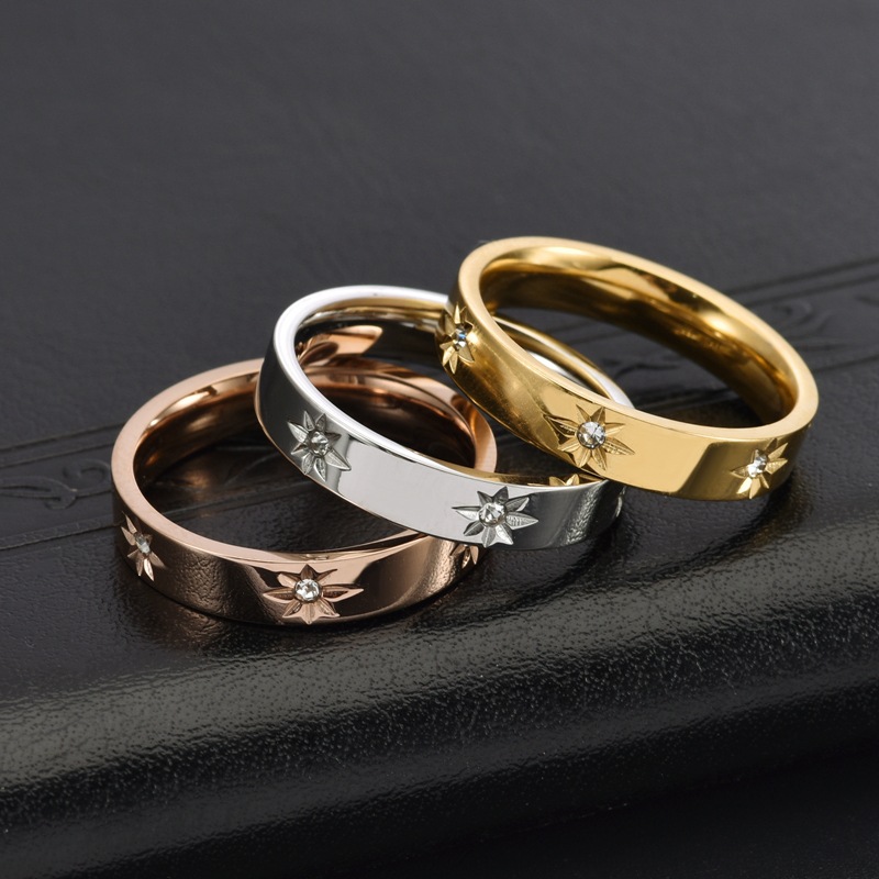 Geometric Pattern Real Gold Plated Geometric 304 Stainless Steel Simple Style Classic Style Waterproof Non Tarnish Rings