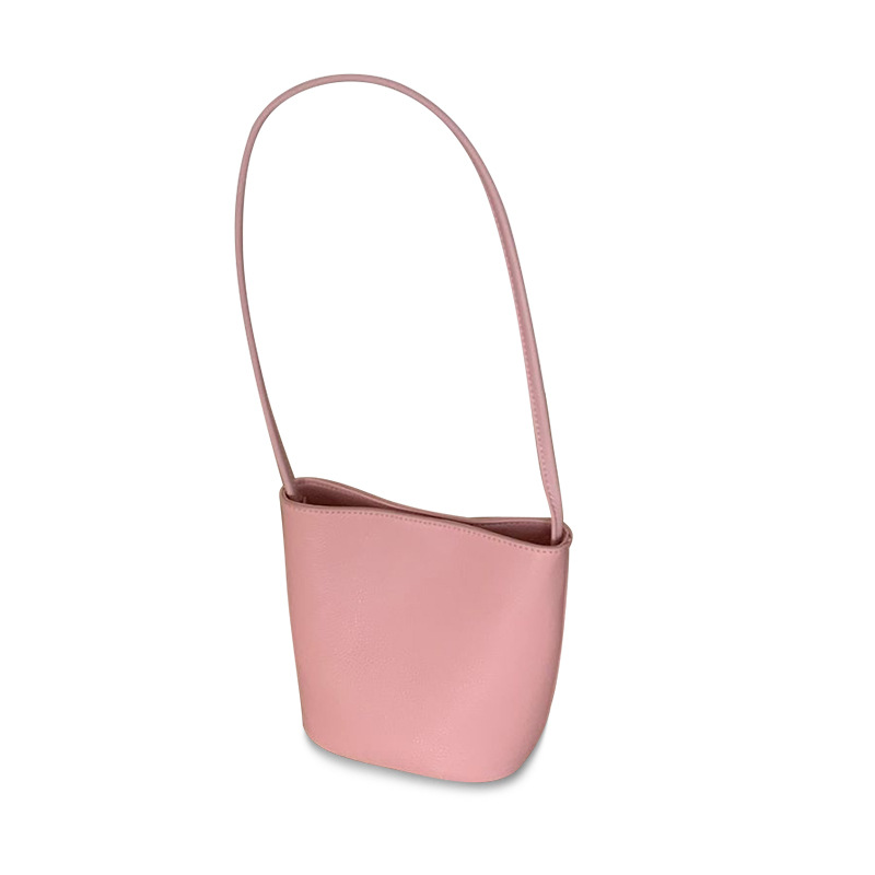 Cross-Border French Minimalist Small Bucket Bag Genuine Leather Women's Bag 2026 New Arrival Top Grain Cowhide Shoulder Underarm Crossbody Bag - Thumbnail 5