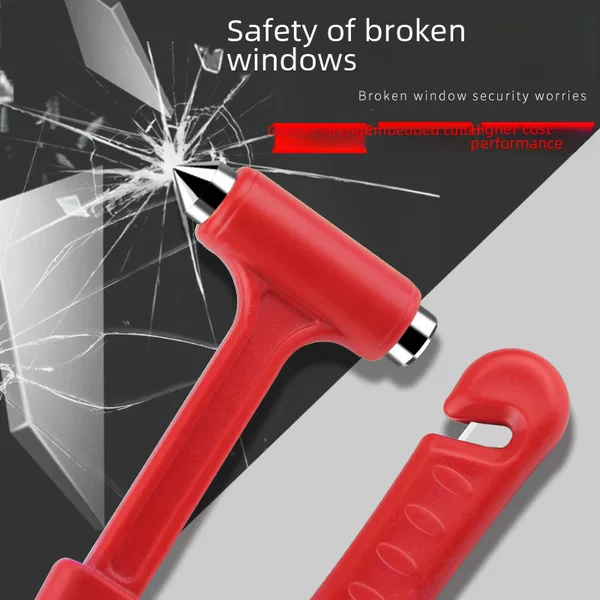 Car 2-in-1 Safety Hammer with Long Handle, Solid Multifunctional Emergency Escape Hammer, Window Breaker, Life-Saving Hammer, Window-Breaking Tool