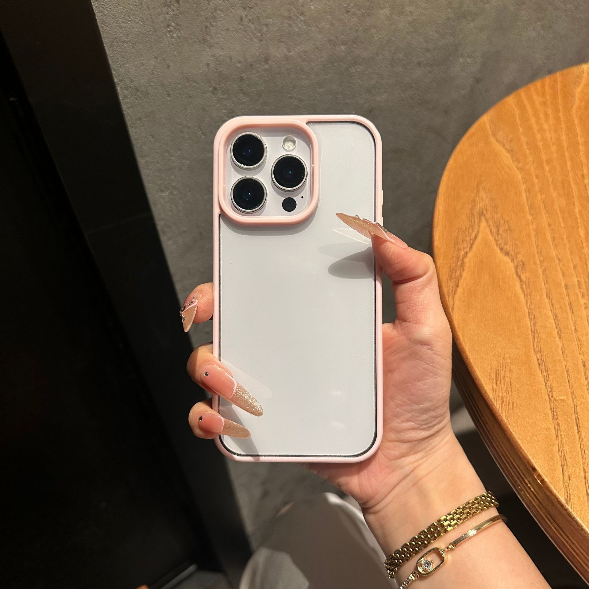 iPhone 16 Pro Max şeffaf akrilik dopamin kontrast renkli kenarlıklı Apple 15 koruyucu kılıf