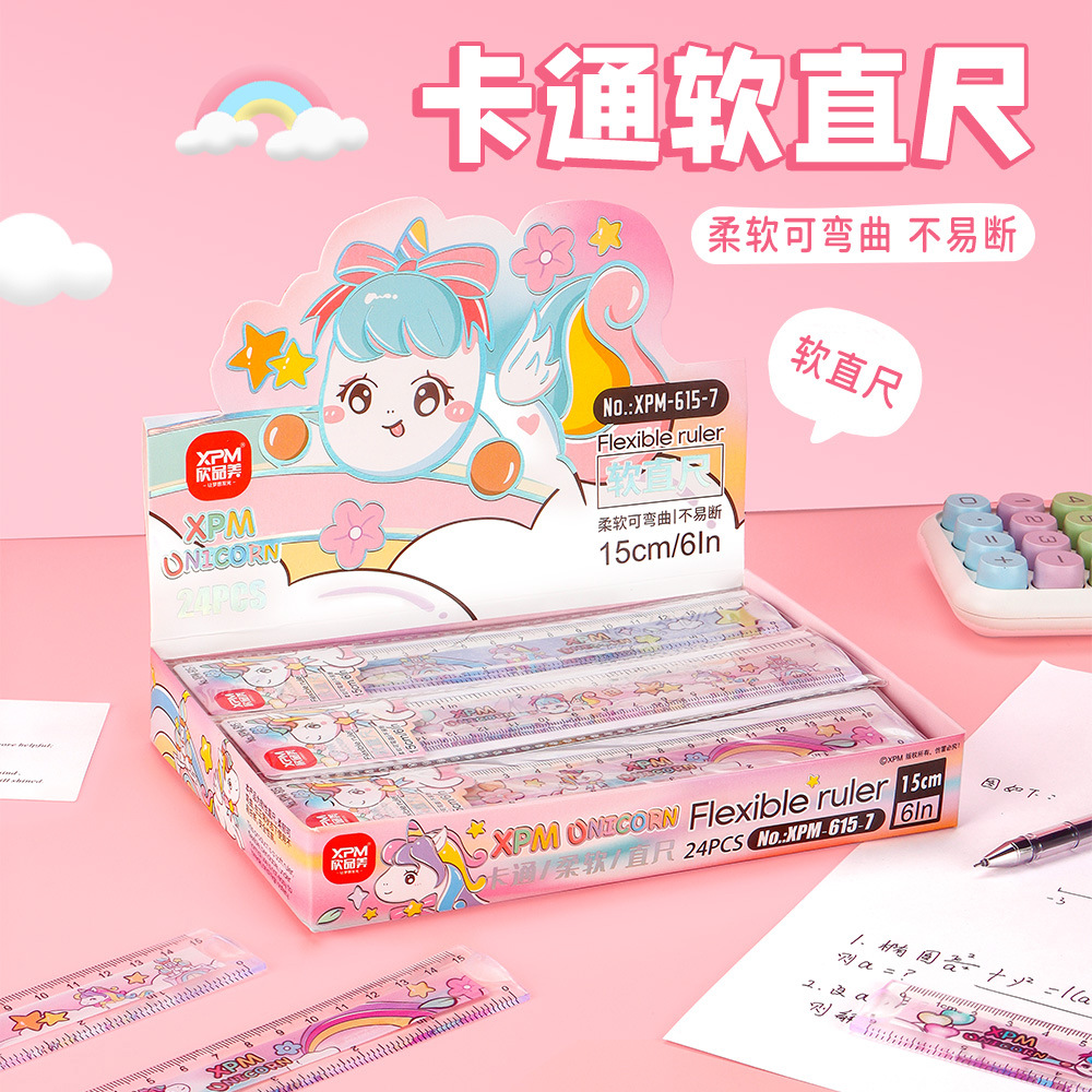 Regla recta de dibujos animados para niños de alto valor facial creativo de dibujo multifuncional de medición de aprendizaje de escala de papelería