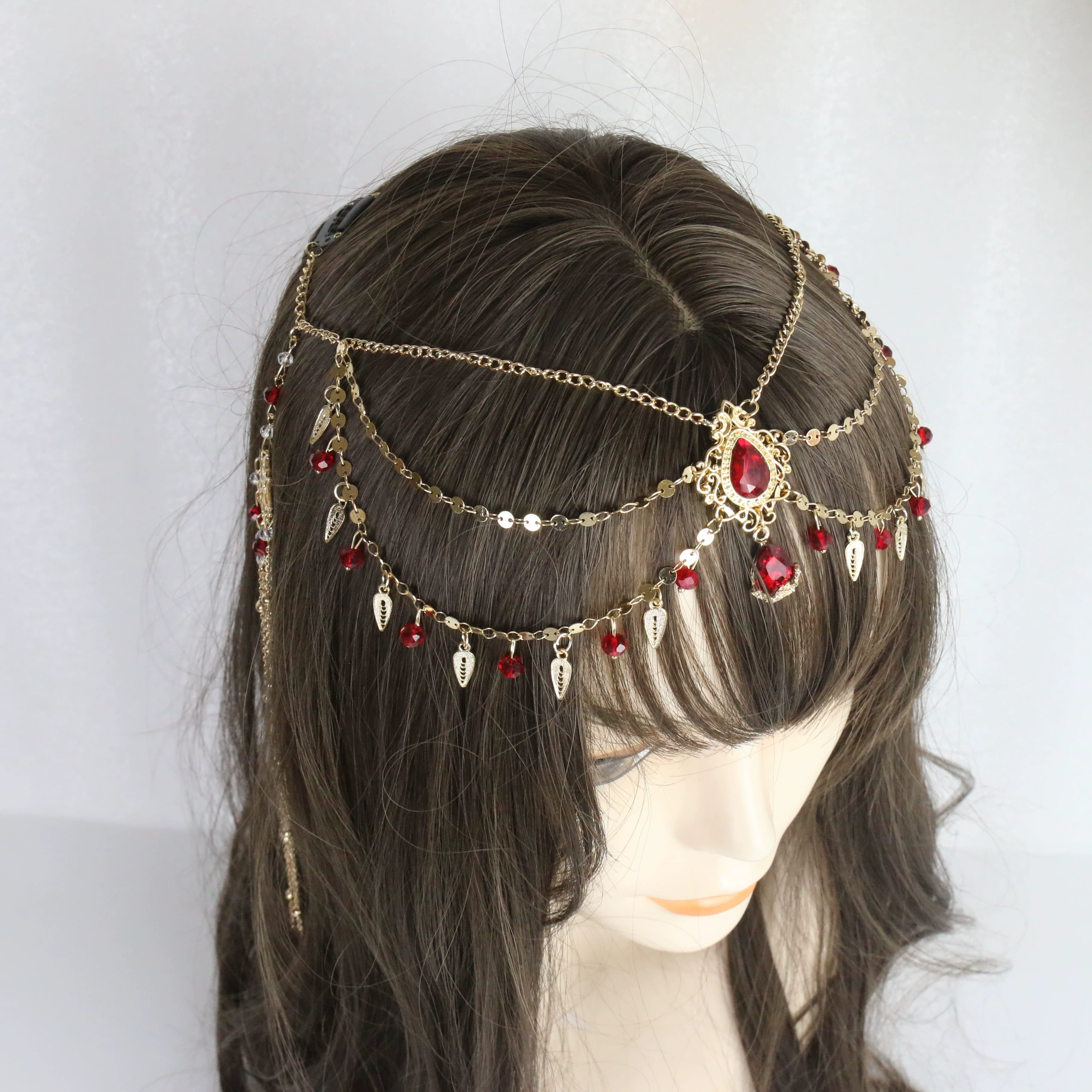 Экзотический кулон для бровей невесты цепочка на лоб Капля воды ободок для волос ханьфу циркониевый кулон Этническая кисточка головной убор