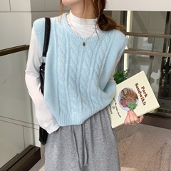 针织马甲背心女新款秋装小清新宽松慵懒风无袖叠穿外穿坎肩上衣