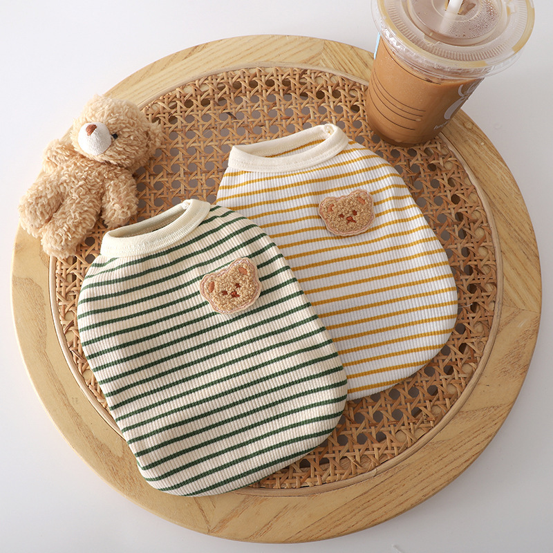 Pet Vest Teddy Clothes for Autumn and Winter Outings, Bichon Two-Legged Vest, High-Appearance Maltese Autumn Striped Shirt