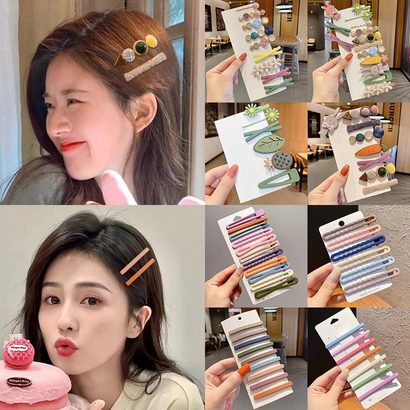 Clip de cabello de color lindos para mujeres bordas laterales frangeas de alta sensación de clip de borde de la frente rotura cabello de boca de pato tocado