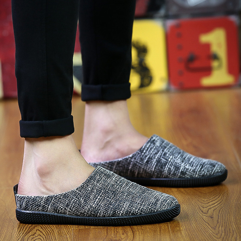 夏季男士帆布鞋男低帮韩版休闲豆豆男鞋子老北京布鞋一脚蹬懒人鞋