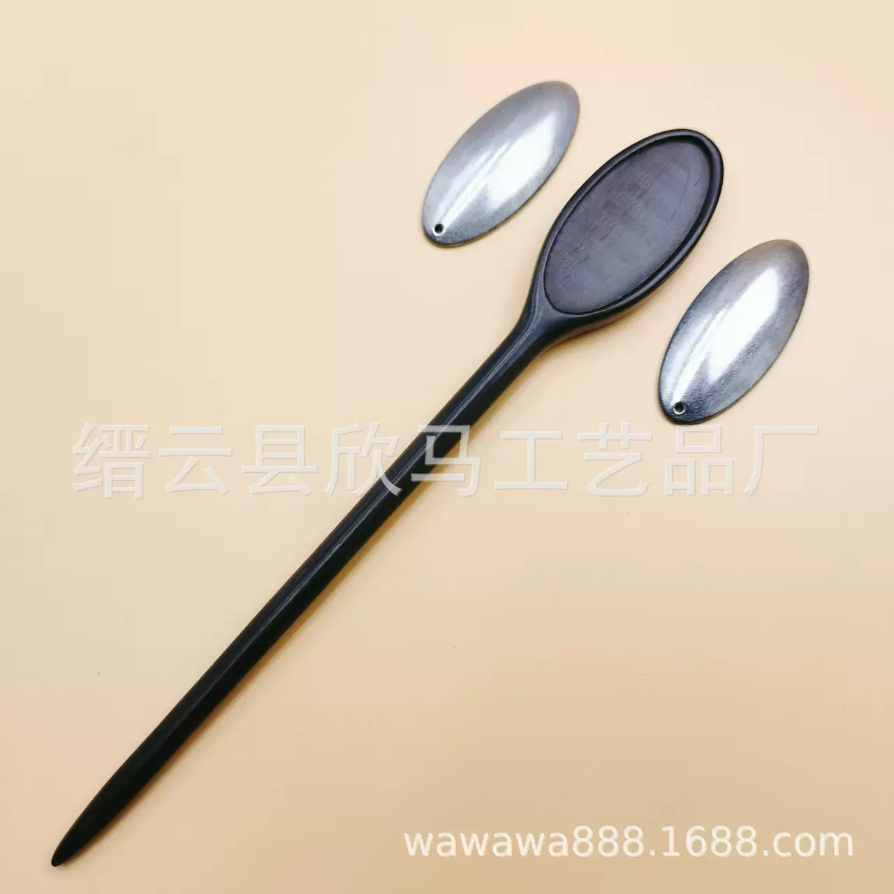 双面宋锦发簪底坯黑檀木手工DIY配件复古高端品质