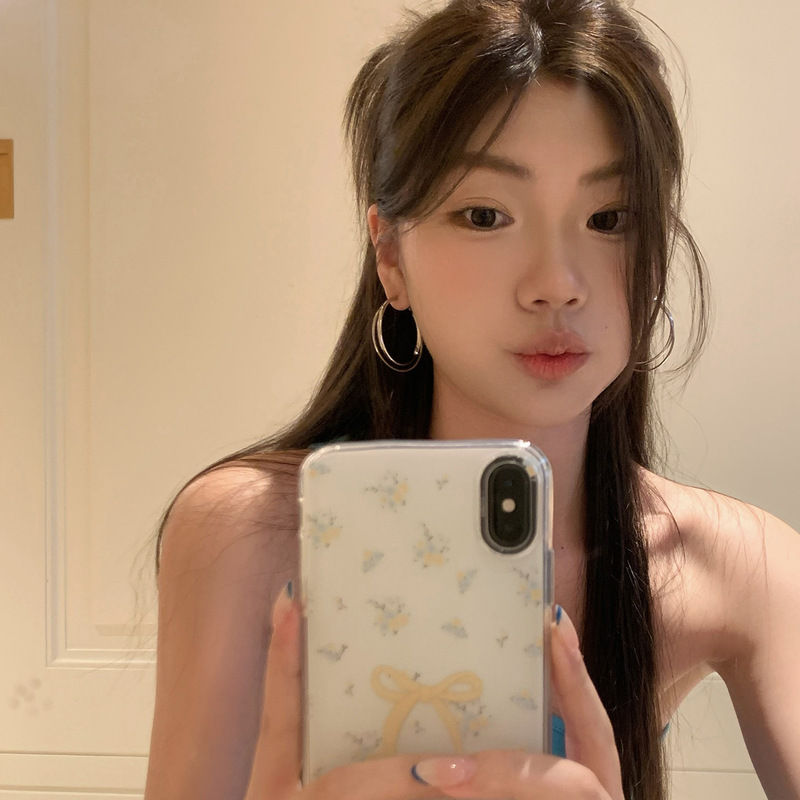 金属双层圈圈耳环女轻奢高级感气质大耳圈圆圈耳钉素圈耳饰耳扣|undefined