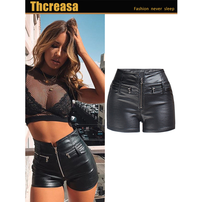 European and American Ebay Amazon Leather Shorts High Waist Elastic Slim Hip Lifting Motorcycle Style Pu Pants Women's Pants