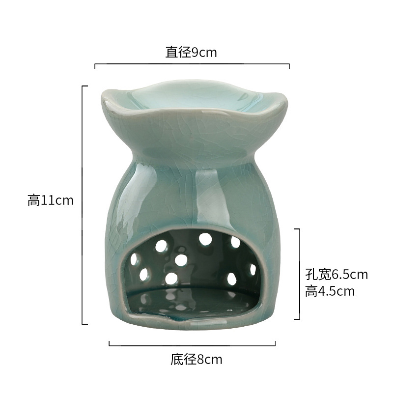 원형 아로마테라피 스토브 [블루 오픈 글레이즈]