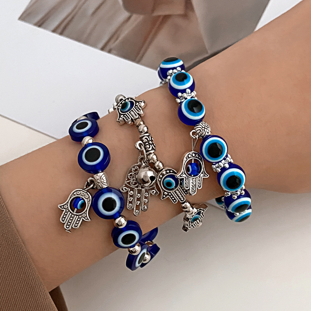 Großhandel Schmuck Einfacher Stil Drucken Teufels Auge Kunststoff Harz Überzug Armbänder display picture 4