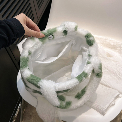 Spring New Fashion Plush Tote Bag Large Capacity Bucket Bag for Women, Supports Bulk Wholesale and Mixed Orders