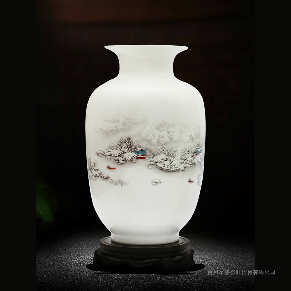 景德镇陶瓷器花瓶家居装饰品摆件插花中式客厅电视柜博古架工艺品