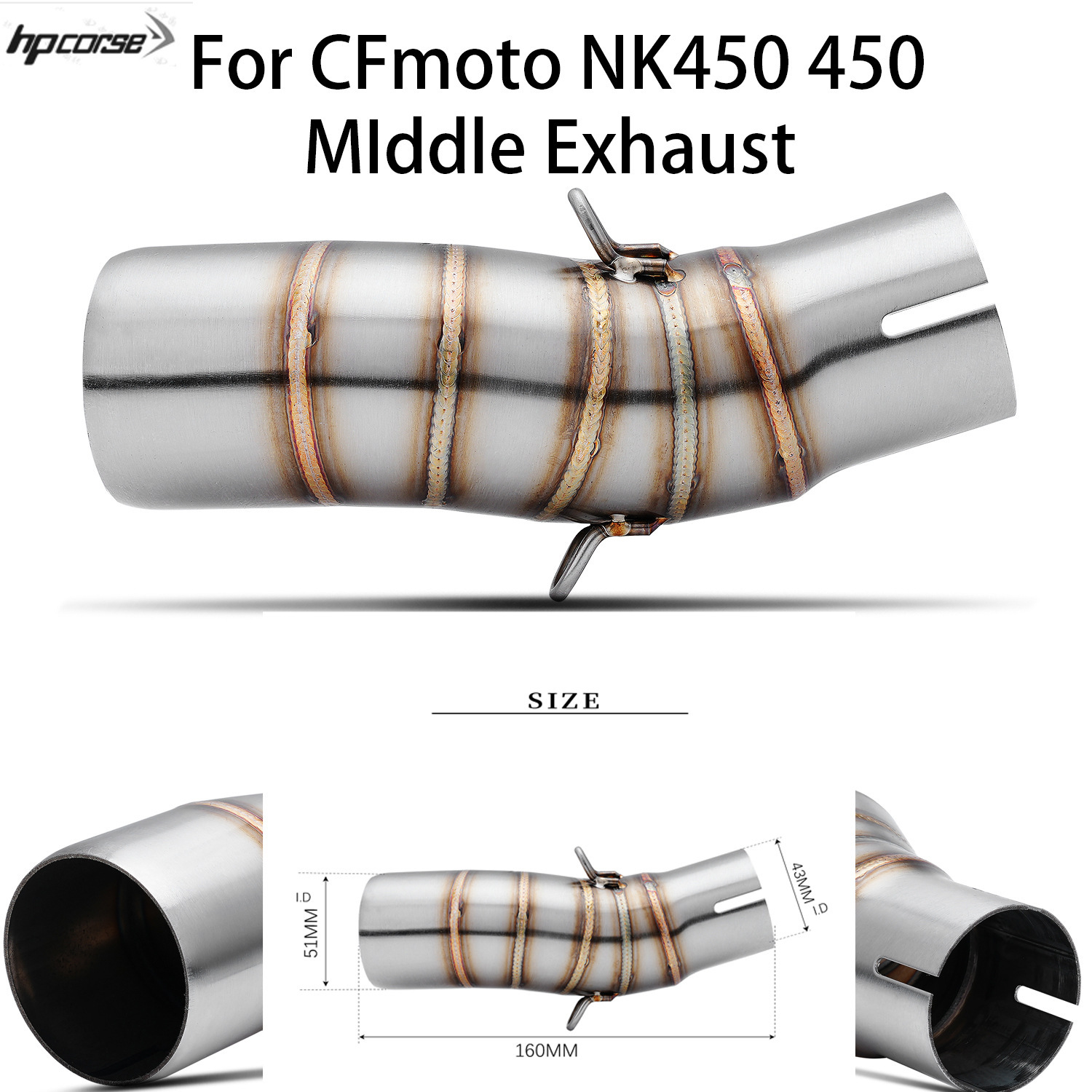 51mm is suitable for the middle section of the exhaust pipe of CFMOTO 450SR 450 NK SR 2022 2023 motorcycles