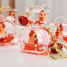 网红卡皮巴拉入油瓶桌面摆件礼品亚克力流沙瓶钥匙扣包包挂件配饰